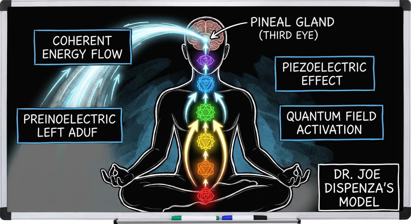 Diagram showing Dr. Dispenza's model of energy movement to pineal gland
