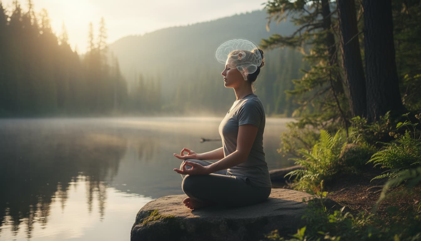 Visual guide to pineal gland activation techniques including meditation postures, light exposure, and breathing exercises