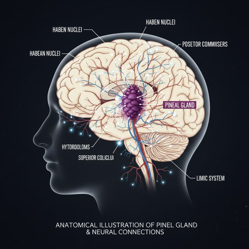 Flowchart showing how pineal gland regulates multiple pathways affecting memory